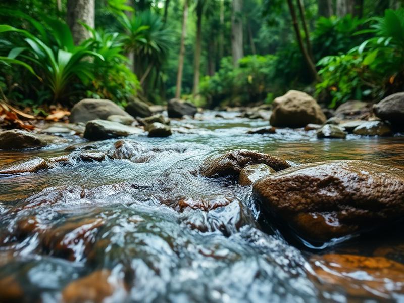 Freshwater stream in tropical forest — illustrative habitat image